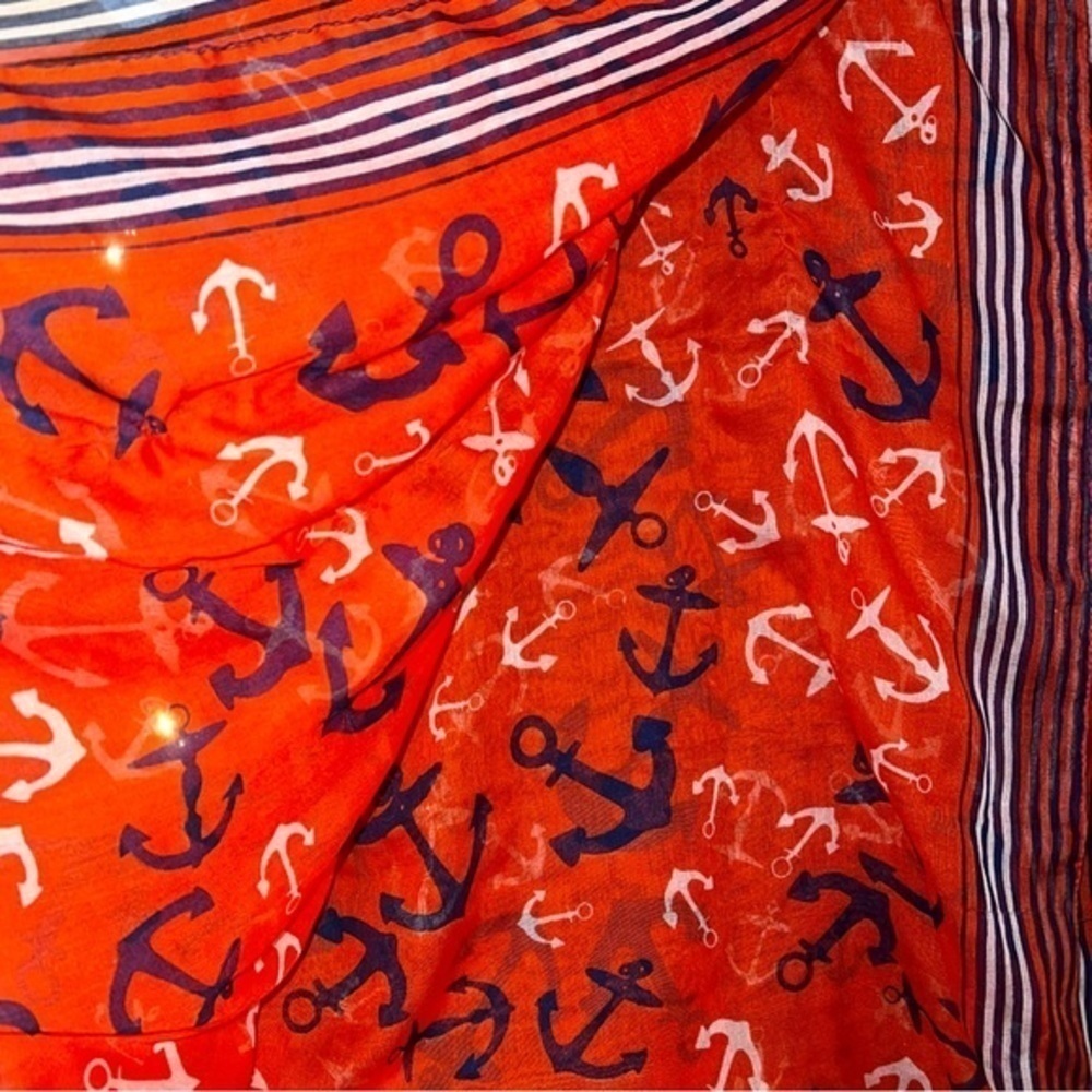 NWOT🥀 Red and Blue Anchor Scarf - Picture 3 of 7